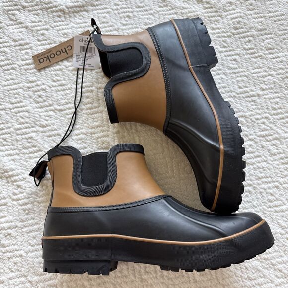 CHOOKA Rain Boots 10Chelsea Duck Outdoor Faux Fur Shoes Waterproof Ankle Booties - Picture 1 of 10